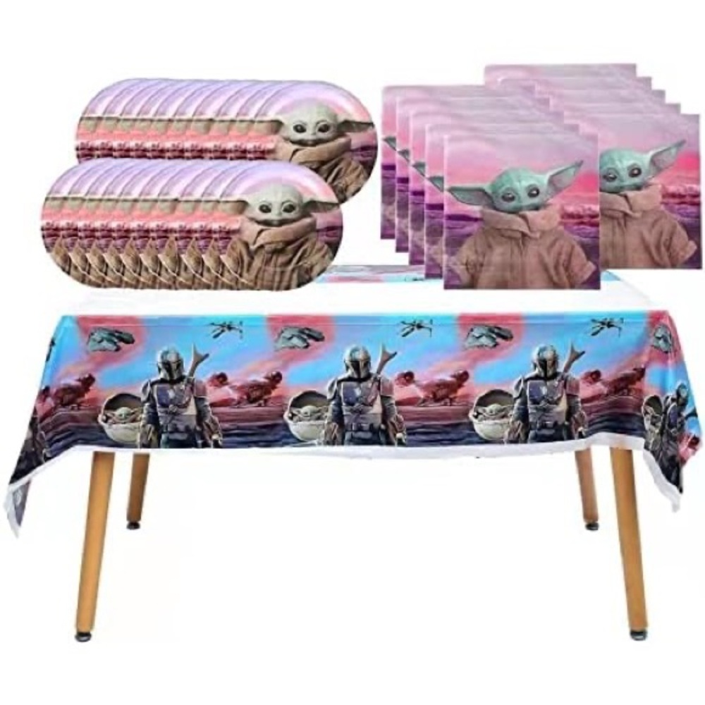 🌙 PARTY12 - Star Wars Party Supplies Set - Baby Yoda Design